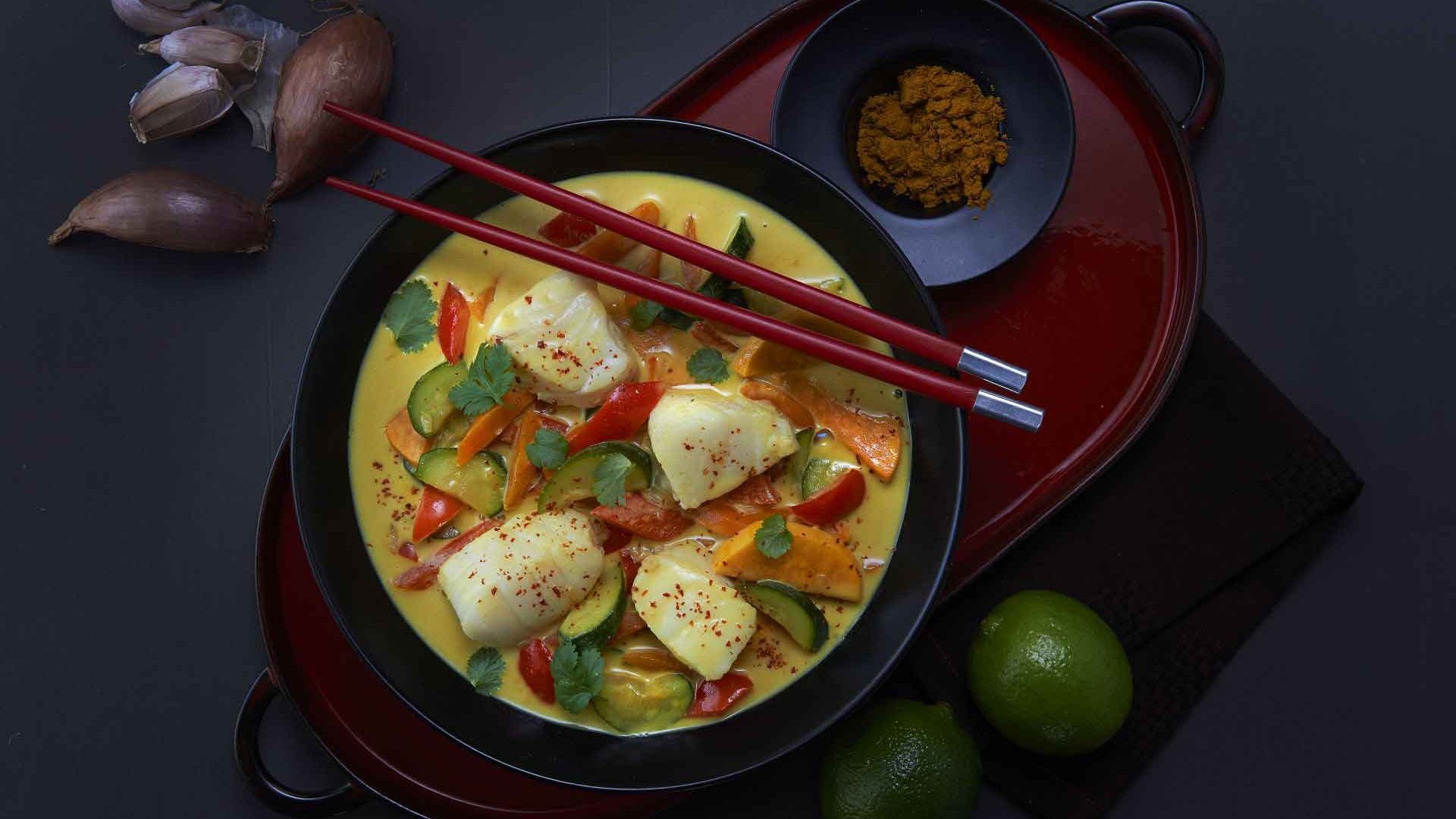 File de cod în sos de curry