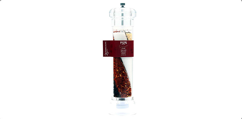 Fuchs Select Chilli Sea Salt Pepper Garlic Red – Rasnita Premium cu Chilli, Sare de Mare, Piper si Usturoi